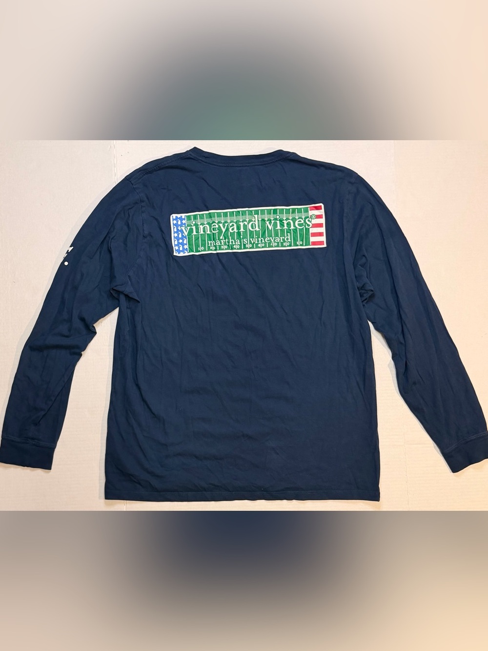 Vineyard Vines Long Sleeve T-shirt Football Whale Royal Blue Men's Large
